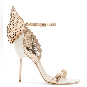 Sophia Webster Evangeline Winged Metallic Leather Sandals